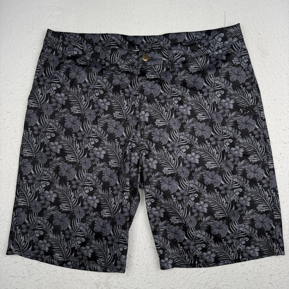 PXG Shorts Mens 38 Black Floral Hawaiian Golf Performance Chino 10 Inseam